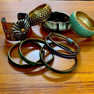 Lot of Vintage Bangle and one cuff bracelet